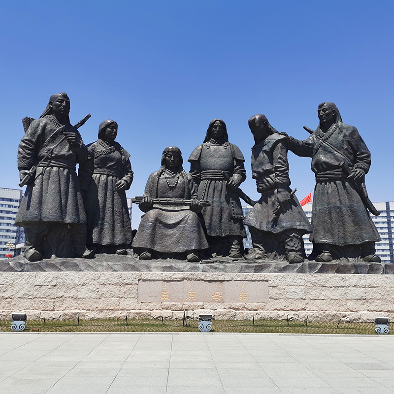 蒙古人物雕塑，大型人物铜雕