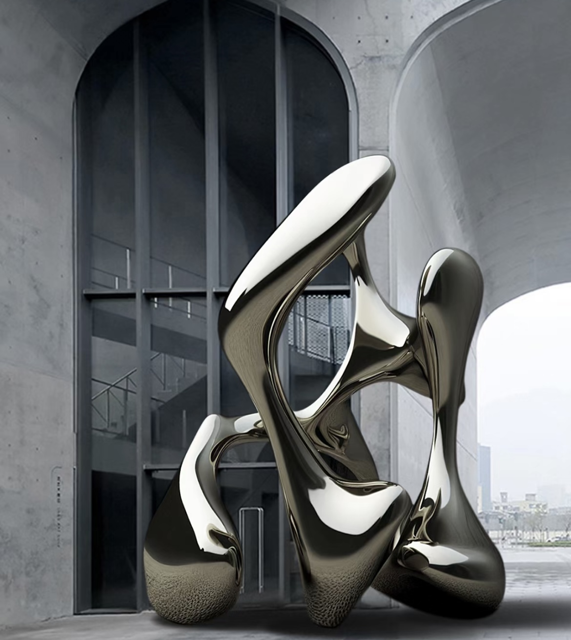 现代设计感不锈钢抽象雕塑