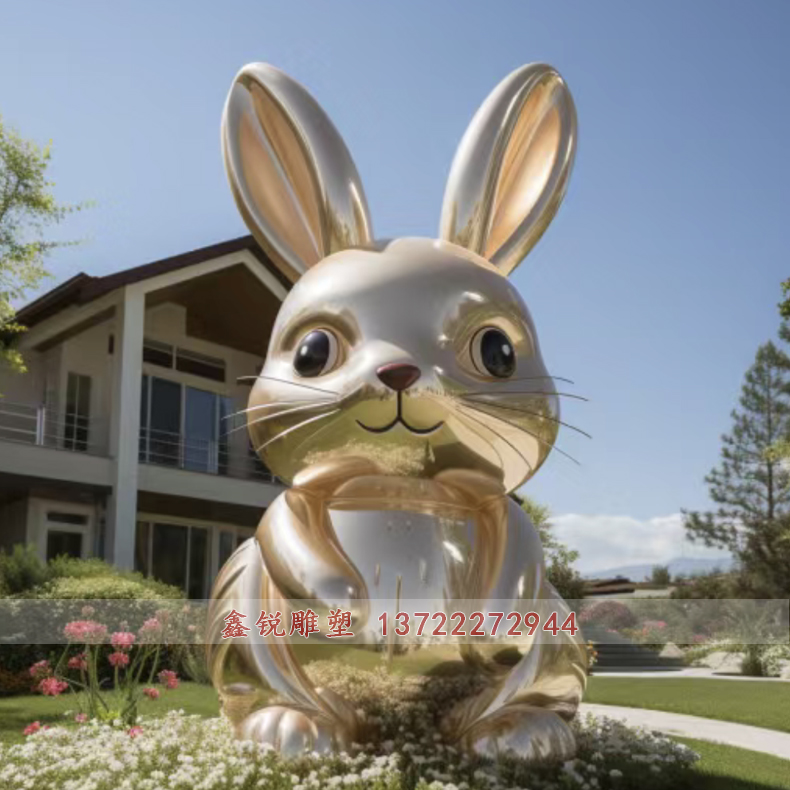厂家不锈钢镜面兔子雕塑制作