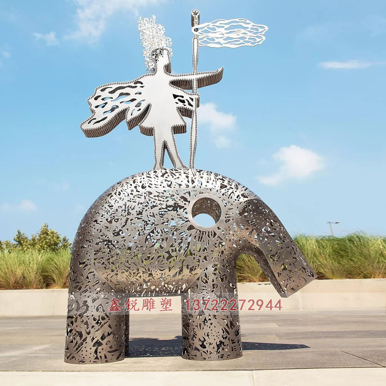 厂家不锈钢镂空大象雕塑定制