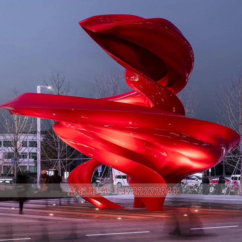 厂家制作户外大型创意红色广场雕塑